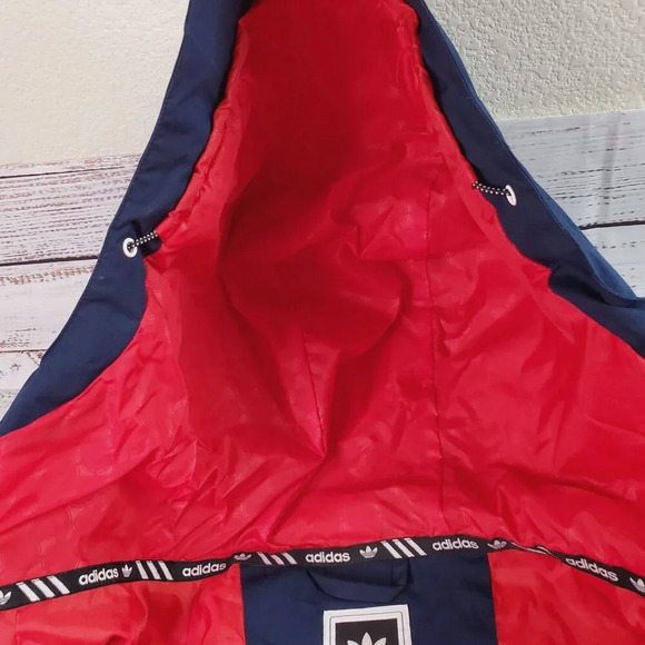 Adidas 10K Riding Jacket Mens XL Navy Red Hooded Windbreaker Snowboard Gorpcore - Picture 12 of 16